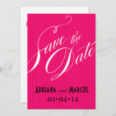 Pop Pinstripe Unterschrift Rett Datum fuschia Einladung (Vorne/Hinten)