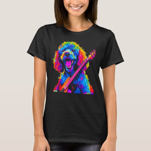 Pop Poodle Dog Guitar T-Shirt (Vorderseite)