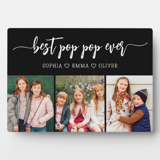 Pop Pop Best Grandpa Grandchildren Photo Collage Fotoplatte (Vorderseite)