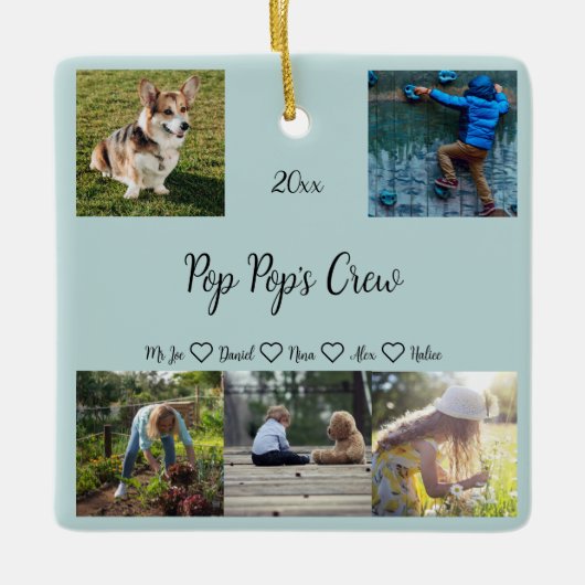 Pop Pop Crew Custom 5 Foto Grid, Green Keramikornament (Vorderseite)