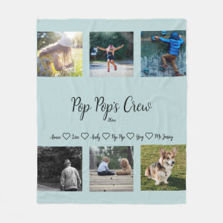 Pop Pop Crew Custom 6 Foto Grill Fleece Blanket