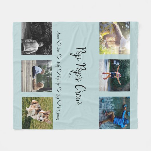 Pop Pop Crew Custom 6 Foto Grill Fleece Blanket (Vorderseite (Horizontal))
