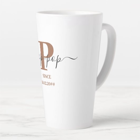 Pop-Pop Elegante Script Monogram Brown White Milchtasse (Rechte Ecke)