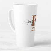 Pop-Pop Elegante Script Monogram Brown White Milchtasse (Linke Ecke)