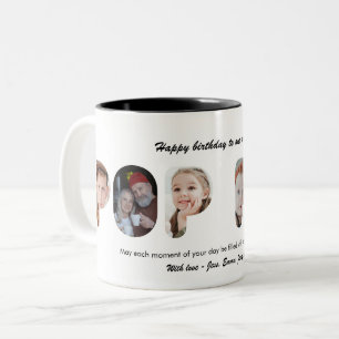 Pop Pop Individuelle Fotocollage Personalisierter  Zweifarbige Tasse