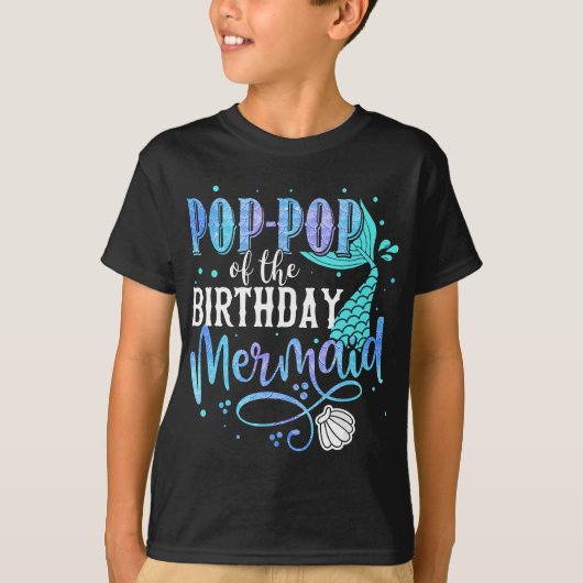 Pop-Pop Of the Birthday Mermaid Family Matching Pa T-Shirt (Vorderseite)