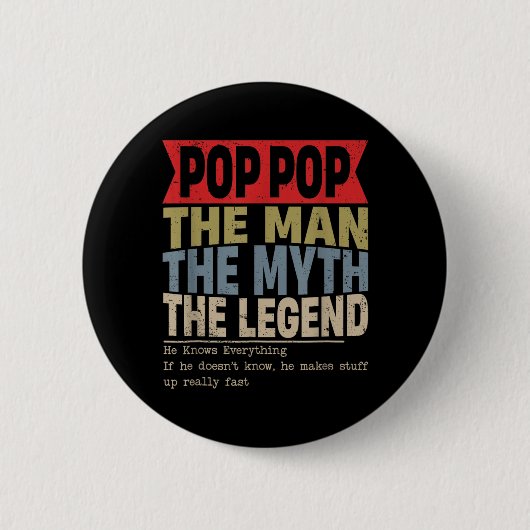 Pop Pop Retro Vatertag Button (Vorderseite)
