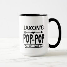 Pop Pop Tasse mit Großkindname & Geburtsjahr