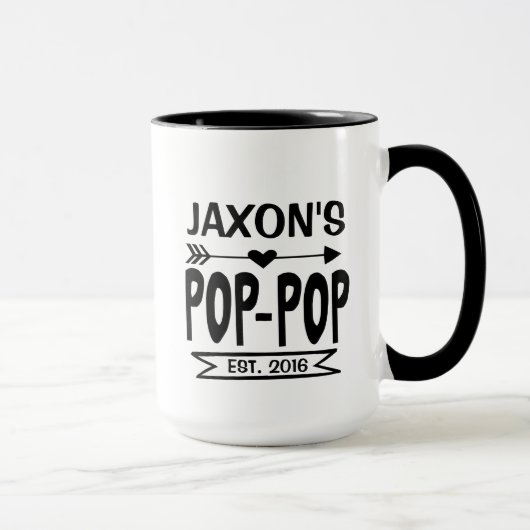 Pop Pop Tasse mit Großkindname & Geburtsjahr (Rechts)