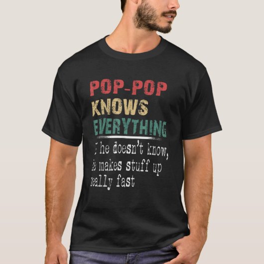 Pop Pop weiß alles Weihnachts Großoper Geschenk T-Shirt (Vorderseite)