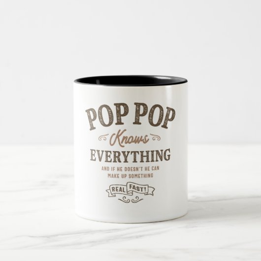 Pop-Pop weiß alles Zweifarbige Tasse (Mittel)
