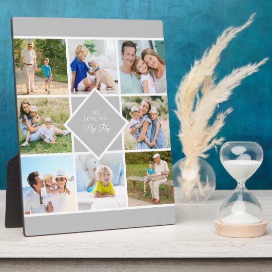 Pop-Pop Wir Liebe Sie 8 FotoCollage grau weiß Fotoplatte (Seite)