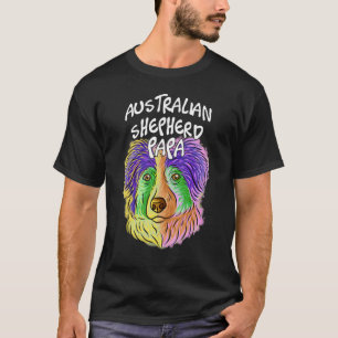 Pop Portrait Australian Shepherd Dog Vater T-Shirt