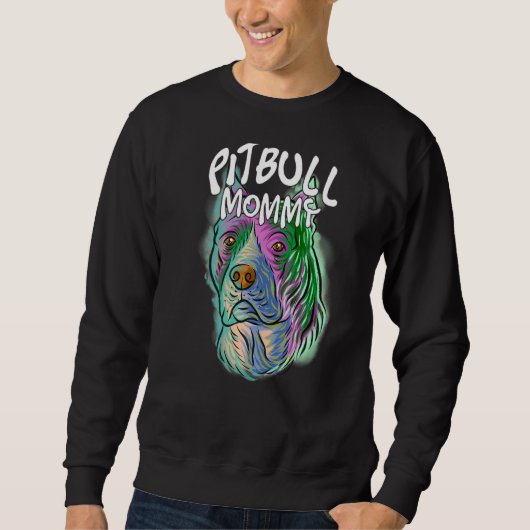 Pop Portrait Puppy Pitbull Dog Mama Mutter Sweatshirt (Vorderseite)