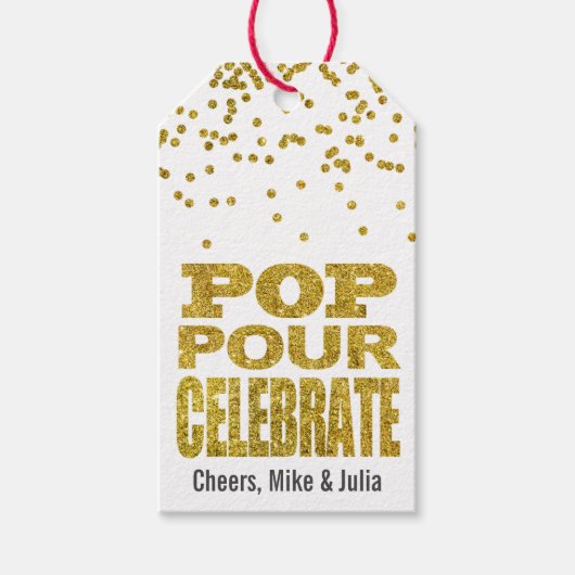 Pop Pour Celebrate Gold Imitate Glitzer Custom Win Geschenkanhänger (Vorderseite)