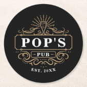 Pop Pub Zuhause Bar Year etabliert Runder Pappuntersetzer (Vorderseite)