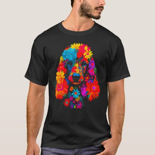 Pop Pudel Hund Blume T-Shirt (Vorderseite)