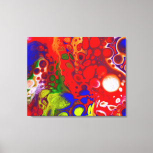 Pop   Red Blue Fluid Art Leinwanddruck