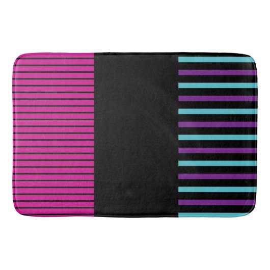 Pop - Rosa, Lila, blau und schwarz Badematte (Vorderseite)