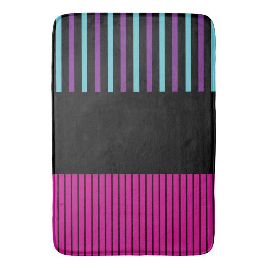 Pop - Rosa, Lila, blau und schwarz Badematte (Vorderseite Vertikal)