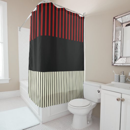 Pop - Rot und Creme Duschvorhang (Beispiel)