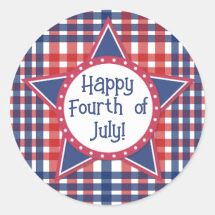 Pop Rot, Weiß und Blauer Kuchen Runder Aufkleber