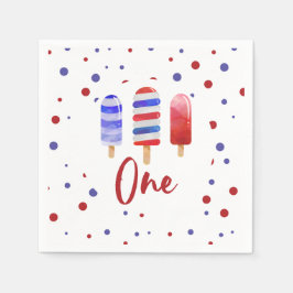 Pop Rotes Blau 1. Geburtstag Serviette