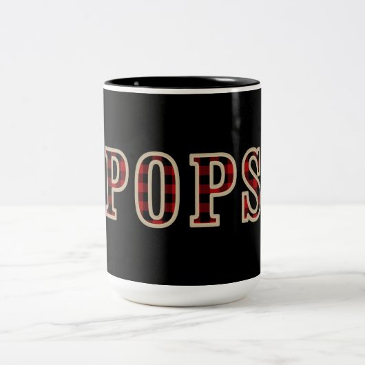 POP Rustikales Rotes Schwarzes Buffalo Schachbrett Zweifarbige Tasse (Mittel)