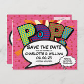 POP Save the Date Spaß Retro Comic Pop Kunst, Dich Einladungspostkarte (Vorne/Hinten)