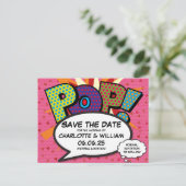 POP Save the Date Spaß Retro Comic Pop Kunst, Dich Einladungspostkarte (Stehend Vorderseite)