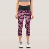 Pop Schwarz-Rosa Kunstgeflecht Capri Leggings (Vorderseite)
