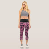 Pop Schwarz-Rosa Kunstgeflecht Capri Leggings (Vorderseite)