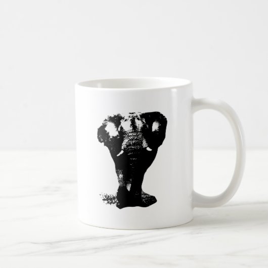 Pop Schwarz-Weiß Elefant Art Kaffeetasse (Rechts)