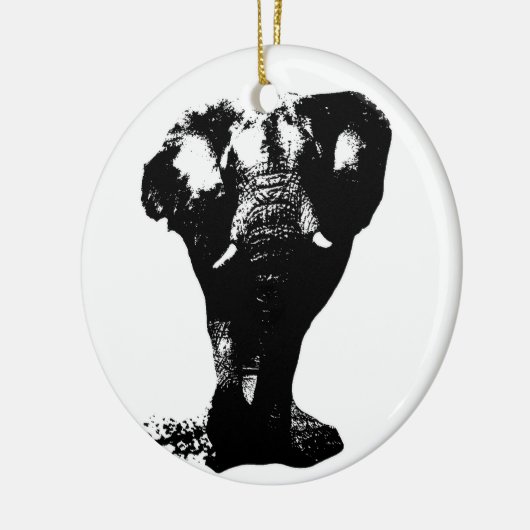 Pop Schwarz-Weiß Elefant Art Keramik Ornament (Links)
