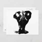 Pop Schwarz-Weiß Elefant Art Postkarte (Vorne/Hinten)