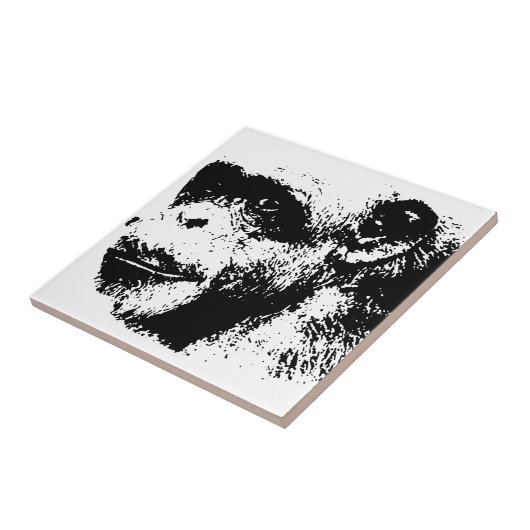 Pop Schwarz-Weiß-Schimpansen Kunst, Dichtung und M Fliese (Seite)