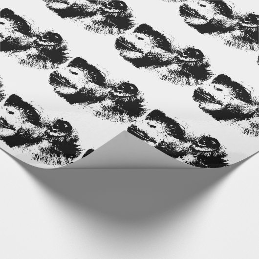 Pop Schwarz-Weiß-Schimpansen Kunst, Dichtung und M Geschenkpapier (Ecke)