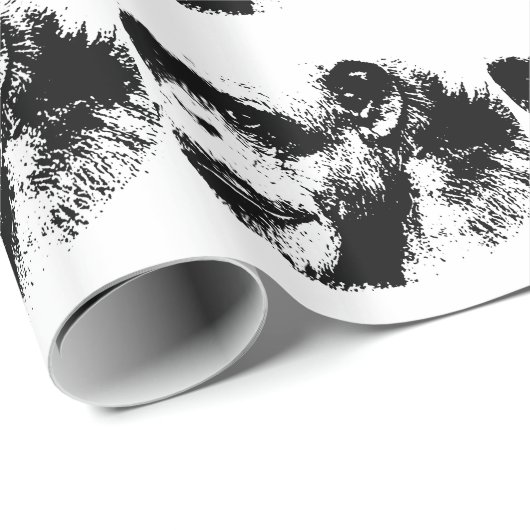 Pop Schwarz-Weiß-Schimpansen Kunst, Dichtung und M Geschenkpapier (Rolleneckpunkt)