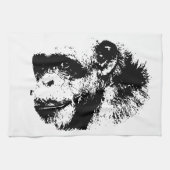 Pop Schwarz-Weiß-Schimpansen Kunst, Dichtung und M Geschirrtuch (Horizontal)
