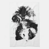 Pop Schwarz-Weiß-Schimpansen Kunst, Dichtung und M Geschirrtuch (Vertikal)