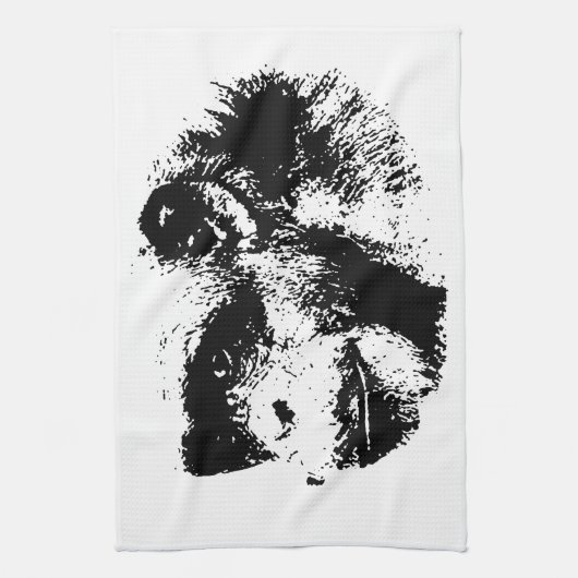 Pop Schwarz-Weiß-Schimpansen Kunst, Dichtung und M Geschirrtuch (Vertikal)