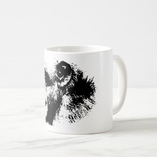 Pop Schwarz-Weiß-Schimpansen Kunst, Dichtung und M Kaffeetasse (VorderseiteRechts)