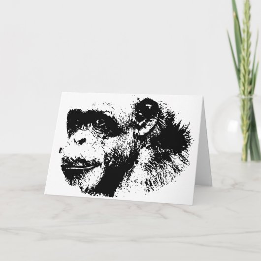 Pop Schwarz-Weiß-Schimpansen Kunst, Dichtung und M Karte (Vorderseite)