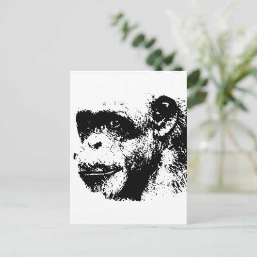 Pop Schwarz-Weiß-Schimpansen Kunst, Dichtung und M Postkarte (Stehend Vorderseite)