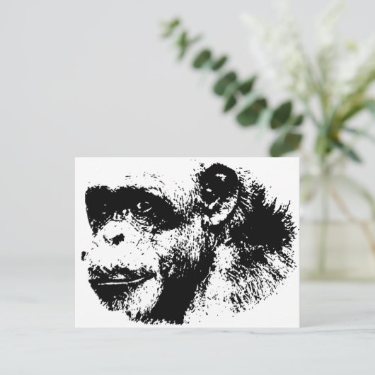 Pop Schwarz-Weiß-Schimpansen Kunst, Dichtung und M Postkarte (Stehend Vorderseite)
