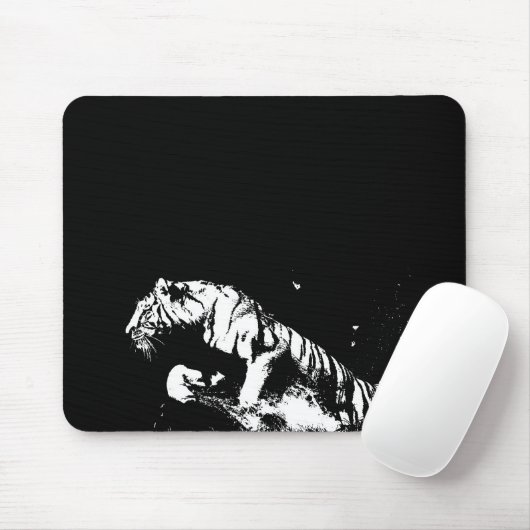 Pop Schwarz-Weiß Tiger Art Mousepad (Mit Mouse)