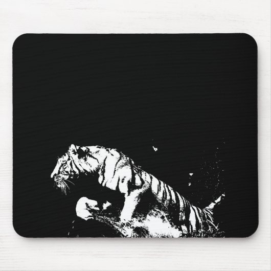 Pop Schwarz-Weiß Tiger Art Mousepad (Vorne)