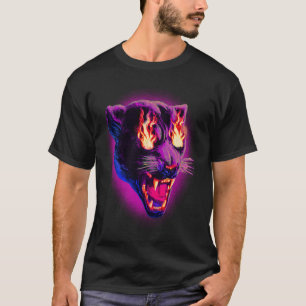 Pop Schwarzer Panther auf Feuer Leopard Jaguar Tie T-Shirt