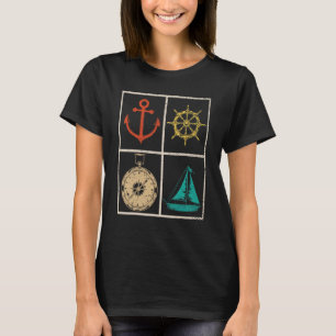 Pop Segelboot Kompass Seemann Anker Nautical Segel T-Shirt
