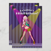 Pop Singer Bühne Teen Girl 14. Geburtstag Einladung (Vorne/Hinten)